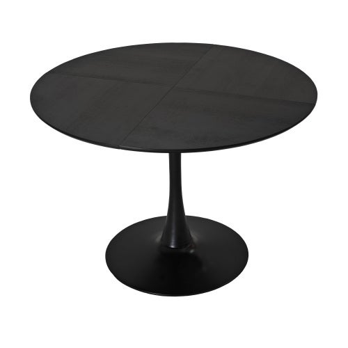 LVB Tavolo Rotondo Nero 130 Cm - Design Tulipano In Legno E Metallo - Tavolo Da Pranzo Per 4/6 Persone, Stile Industriale