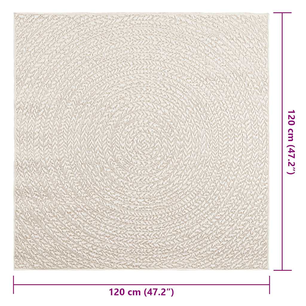 Tapis Salon | Tapis ZIZUR crème 120x120 cm aspect de jute intérieur extérieur CFW168274 - 9