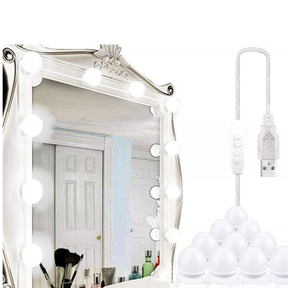 USB miroir variateur de lumière maquillage Table miroir lumière Led chambre décor 10 ampoule Led vanité lumière 3 couleurs - 5