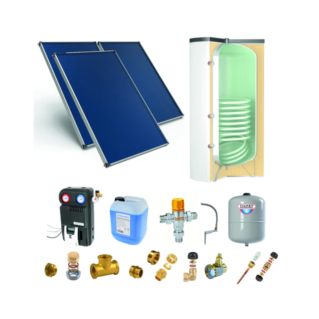 Chauffe-eau solaire : 3 capteurs solaires fixation toiture inclinée + ballon ECS 500L - THERMADOR - PSOLECSE35