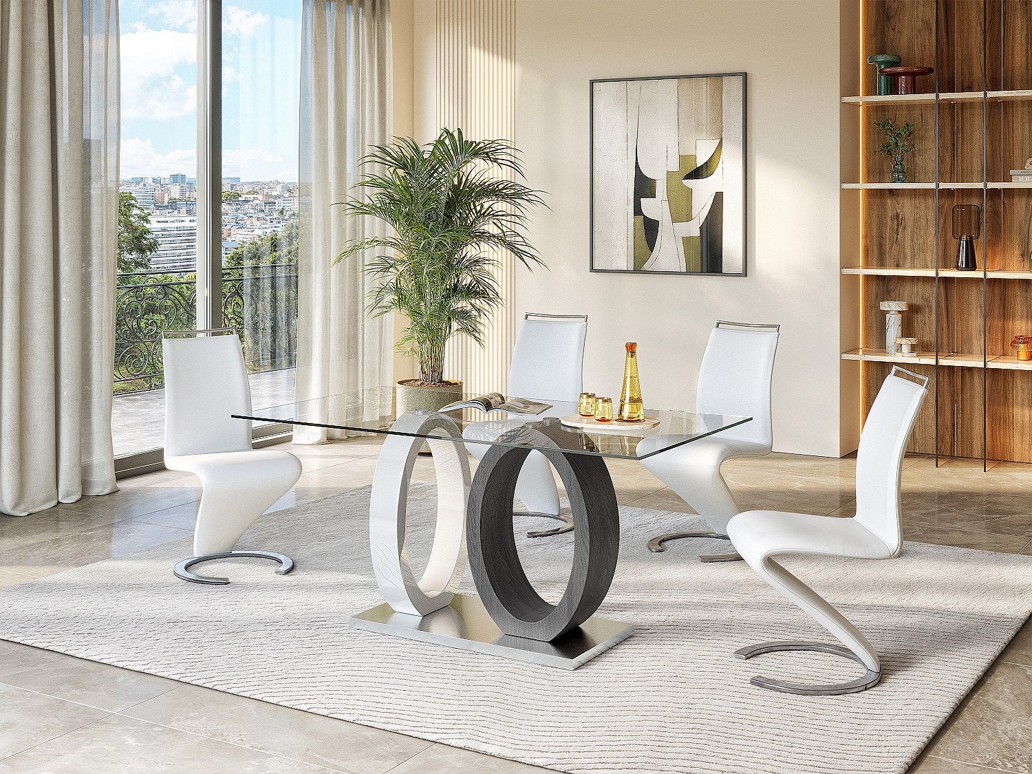 Komplet 2 krzeseł TWIZY - Materiał skóropodobny biały