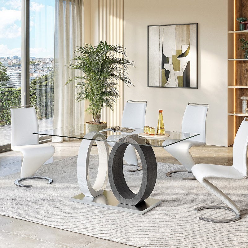 Komplet 2 krzeseł TWIZY - Materiał skóropodobny biały