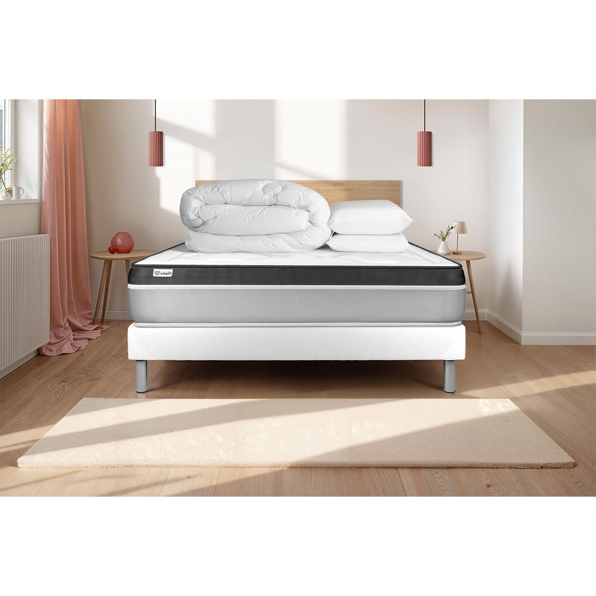 Pack cama completa Colchón 180x200cm Somier con láminas (en