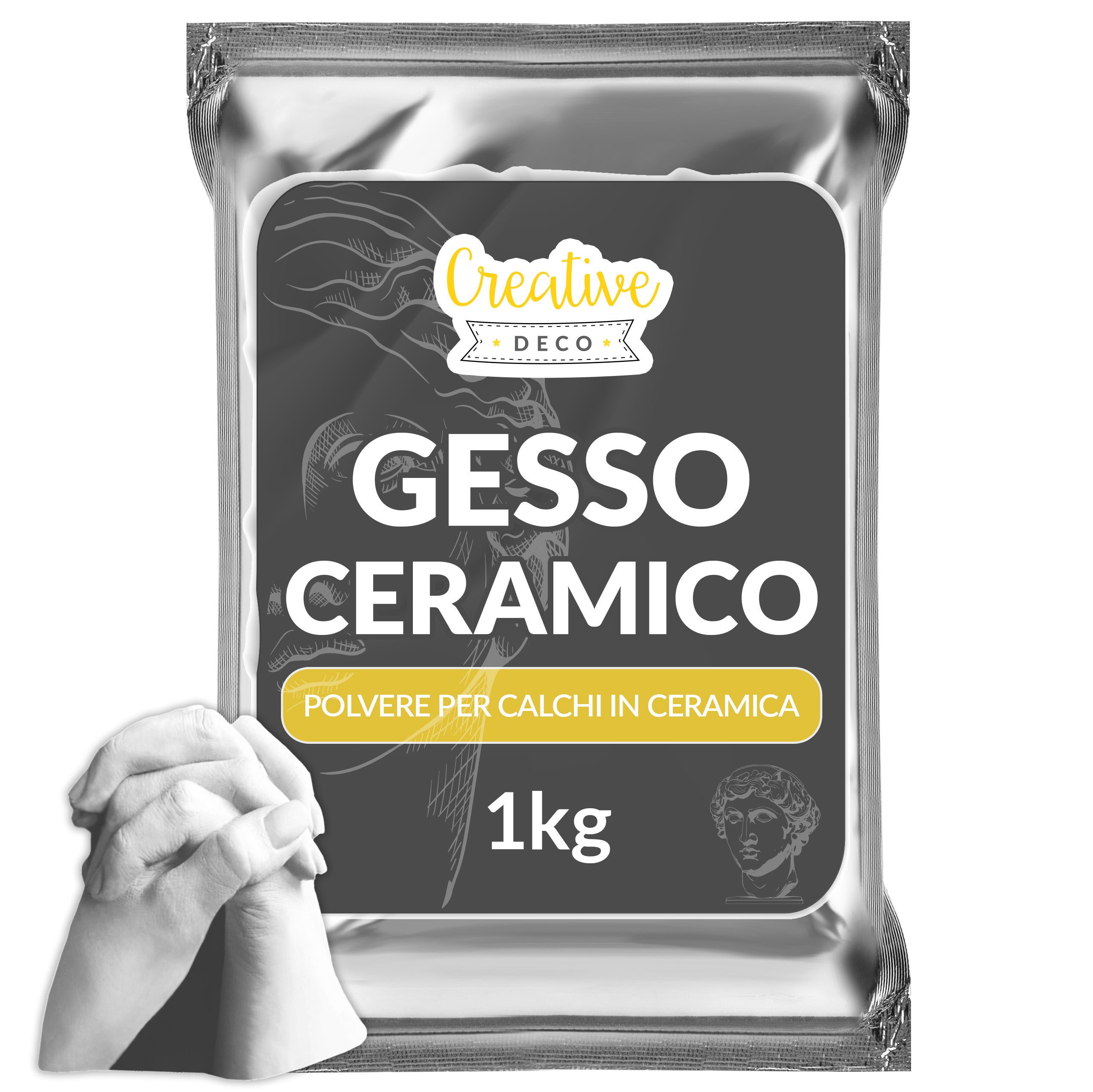Creative Deco Platre pour Moulage | 1 kg | Plâtre Ceramique | Poudre de Ceramique pour Moulage | Alginate Moulage | Idee Cadeau Original | Jesmonite - 3
