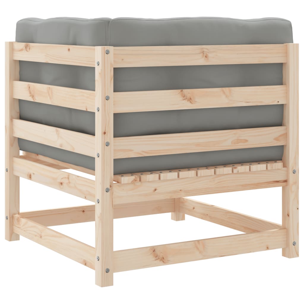 Divano ad angolo da giardino con cuscini in legno massello di pino - 7