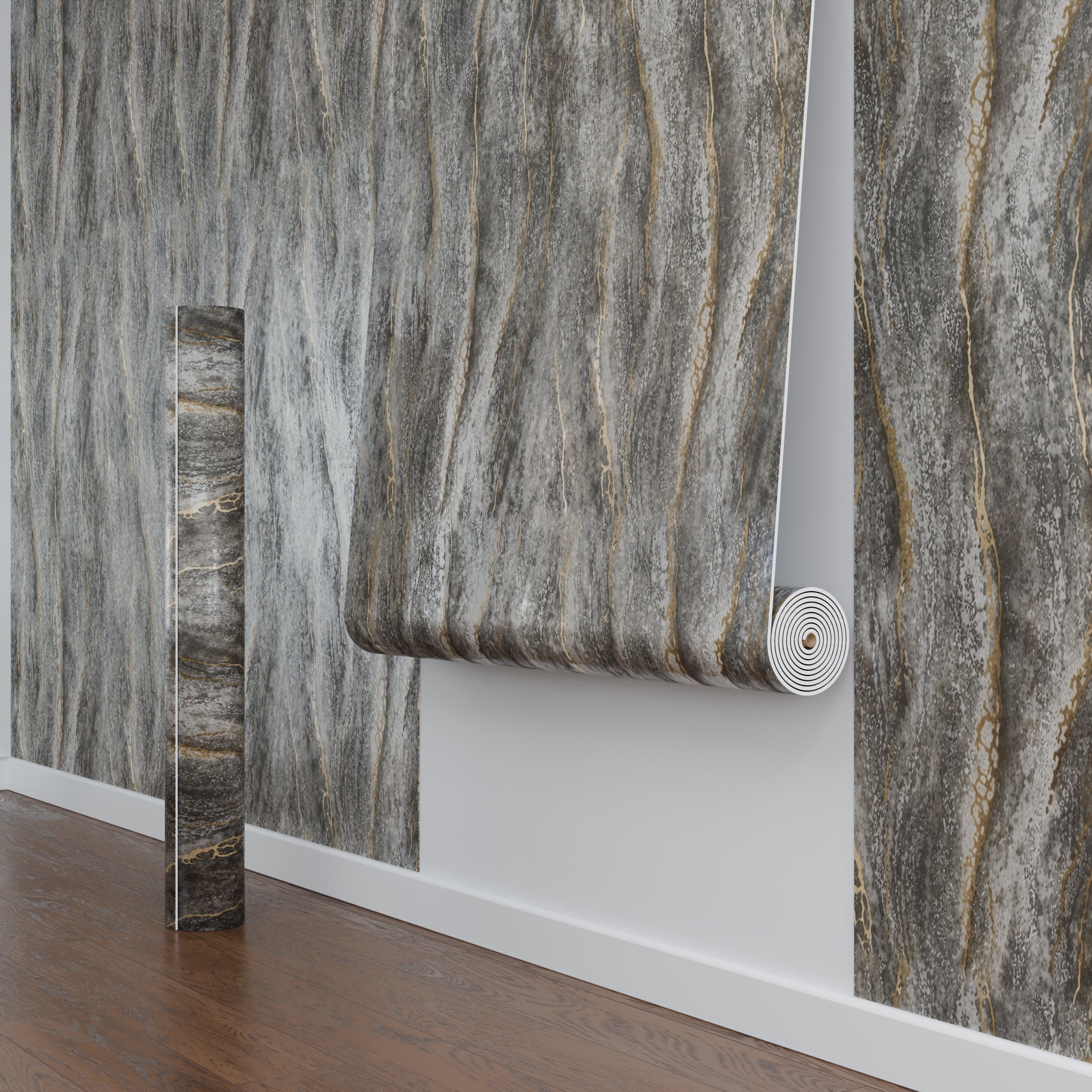 Panneau Mural – Gris Or – Effet Marbre – 250x120x0.3CM - 2
