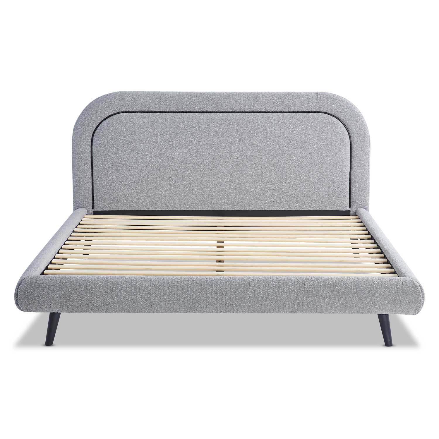 Cadre De Lit Simple 90x190 Cm Avec Sommier à Lattes Et Tête De Lit Rembourrée Similicuir Noir | VidaXL - 9