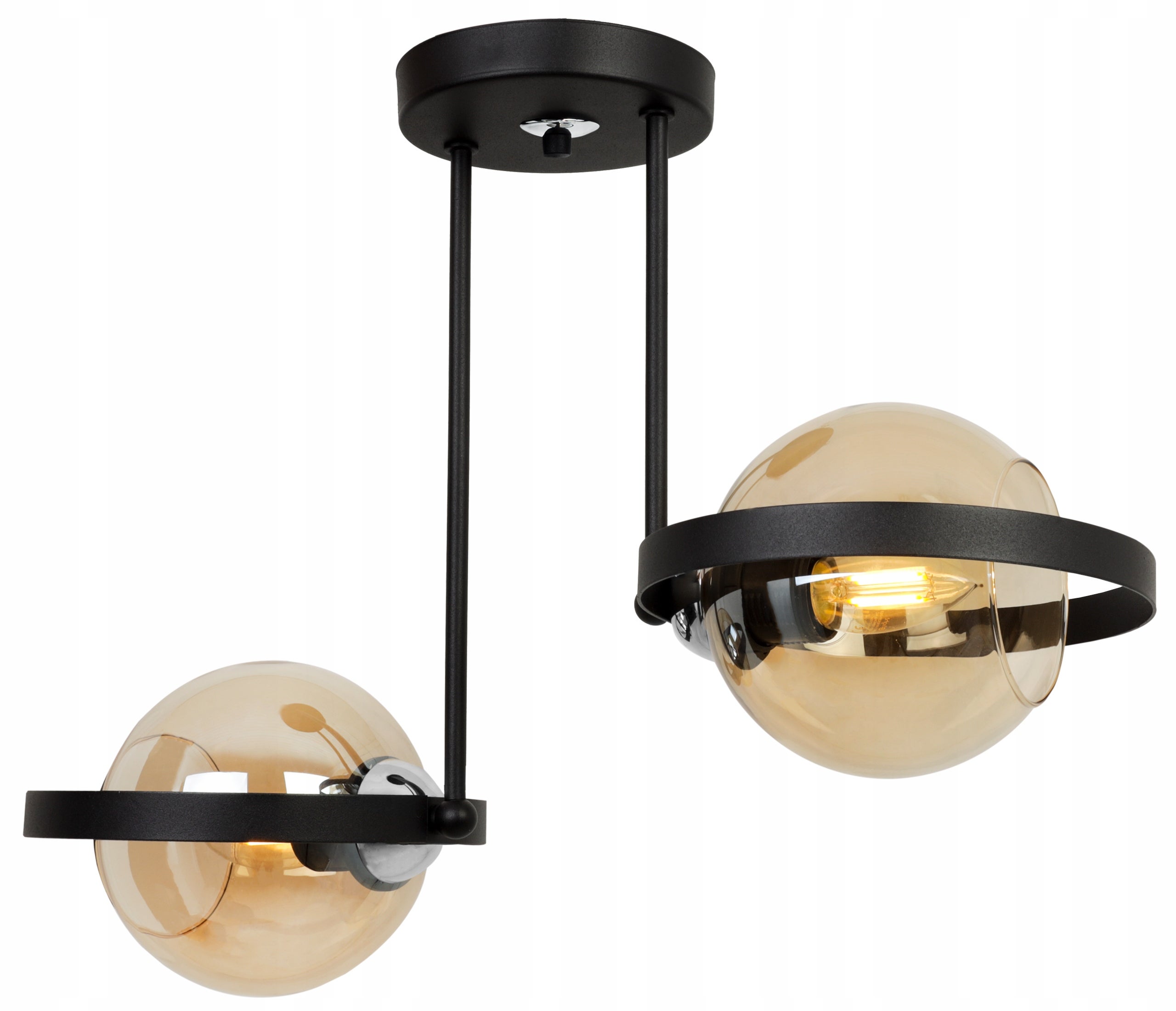 Lampa sufitowa wisząca modern 2xE27 klosz okrągły czarny/miodowy Light Home LH - 9
