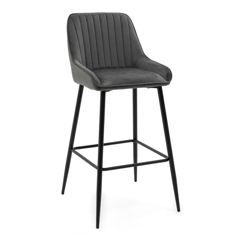 Hoker tapicerowany welurowy do salonu jadalni barowy PASSO szary