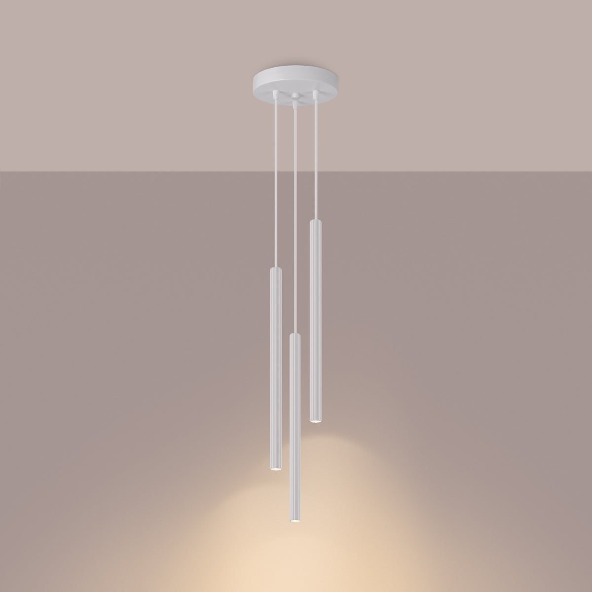 Lampa wisząca ELARA 3P biała LED 3000K - 20x20x120cm Sollux