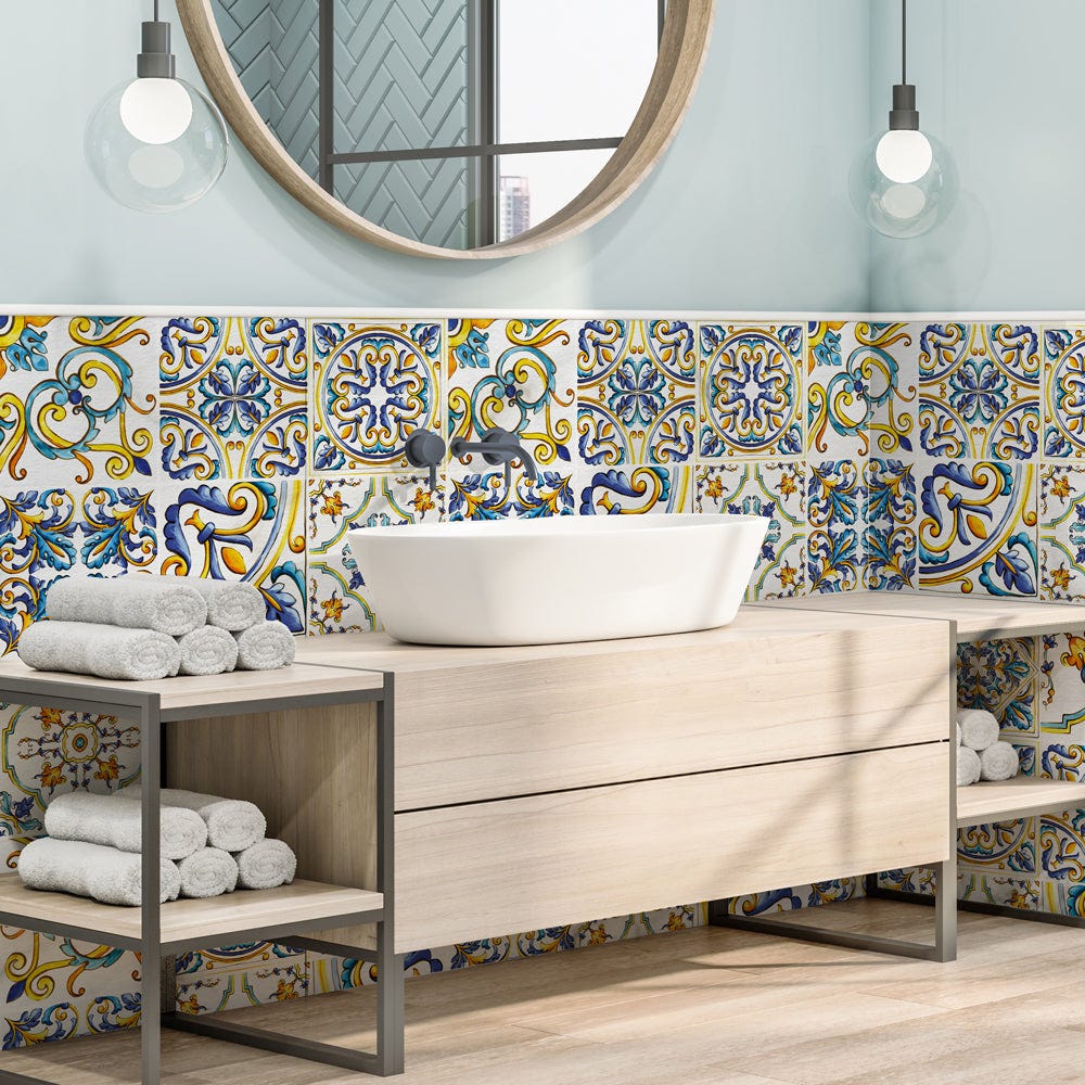 20 Adesivi Per Piastrelle A Mosaico In PVC Blu Retrò - 10x10 Cm Impermeabili Decorazioni Per Pareti Di Cucina E Bagno 78775501 20 Adesivi Per Piastrelle A Mosaico In PVC Blu Retrò - 10x10 Cm Impermeabili Decorazioni Per Pareti Di Cucina E Bagno 78775501