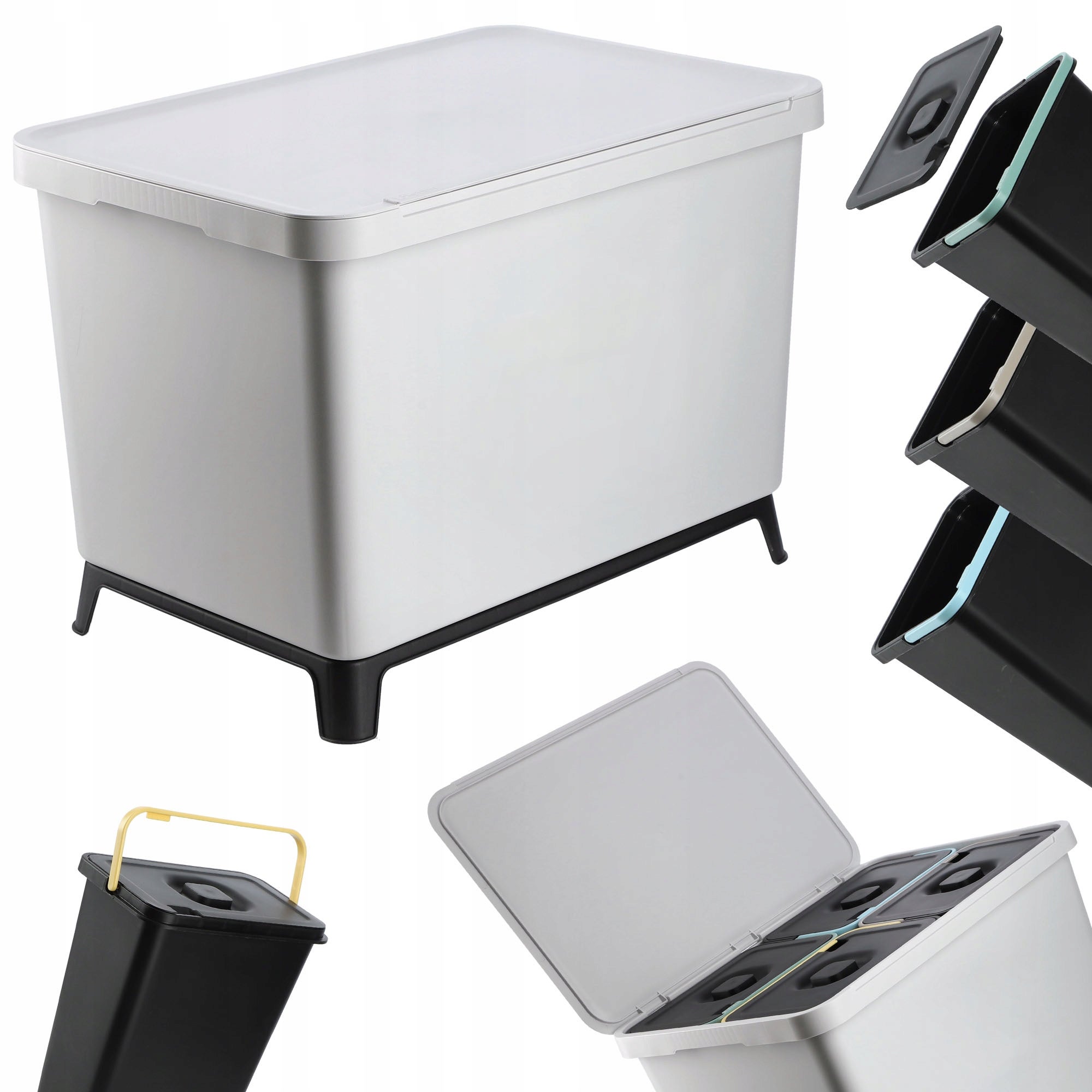 KOSZ NA ŚMIECI WISZĄCY POJEMNIK DO SEGREGACJI 10L POPIEL Z UCHWYTEM 4szt