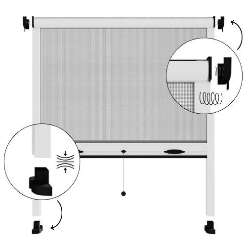 Mosquiteras Enrollables Sin Taladrar Color Blanco 58x59 - Cortinadecor - 5