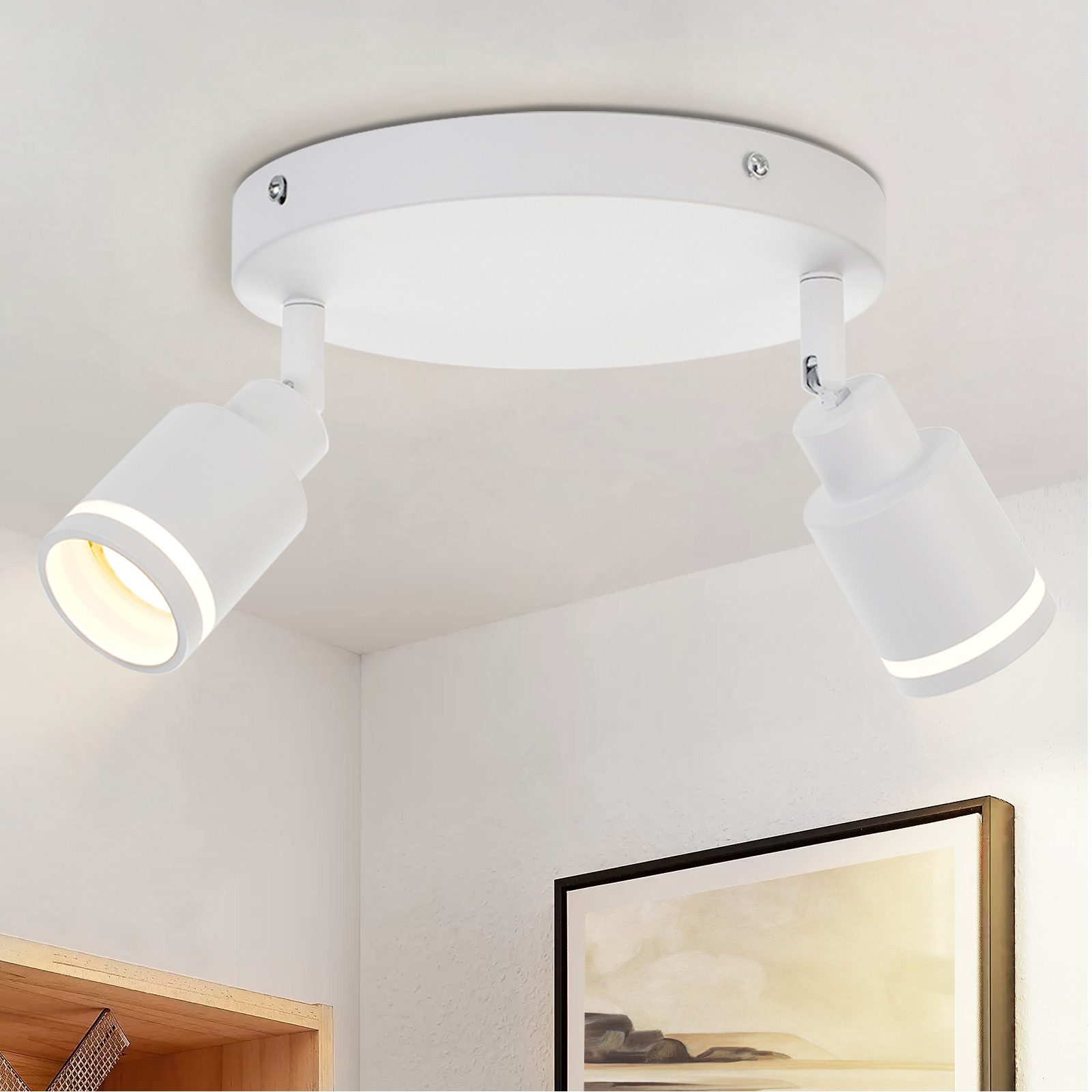 NETTLIFE Nowoczesny Reflektorowa sufitowy na 2 regulowane żarówki Lampa sufitowa GU10 z białego metalu