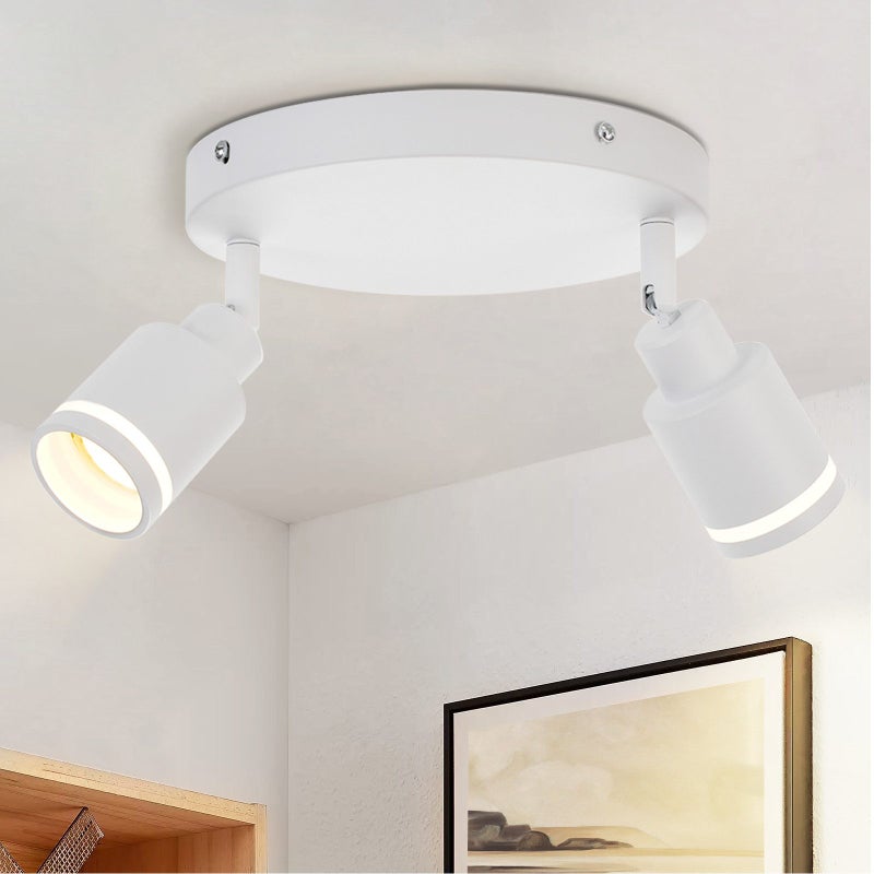 NETTLIFE Nowoczesny Reflektorowa sufitowy na 2 regulowane żarówki Lampa sufitowa GU10 z białego metalu