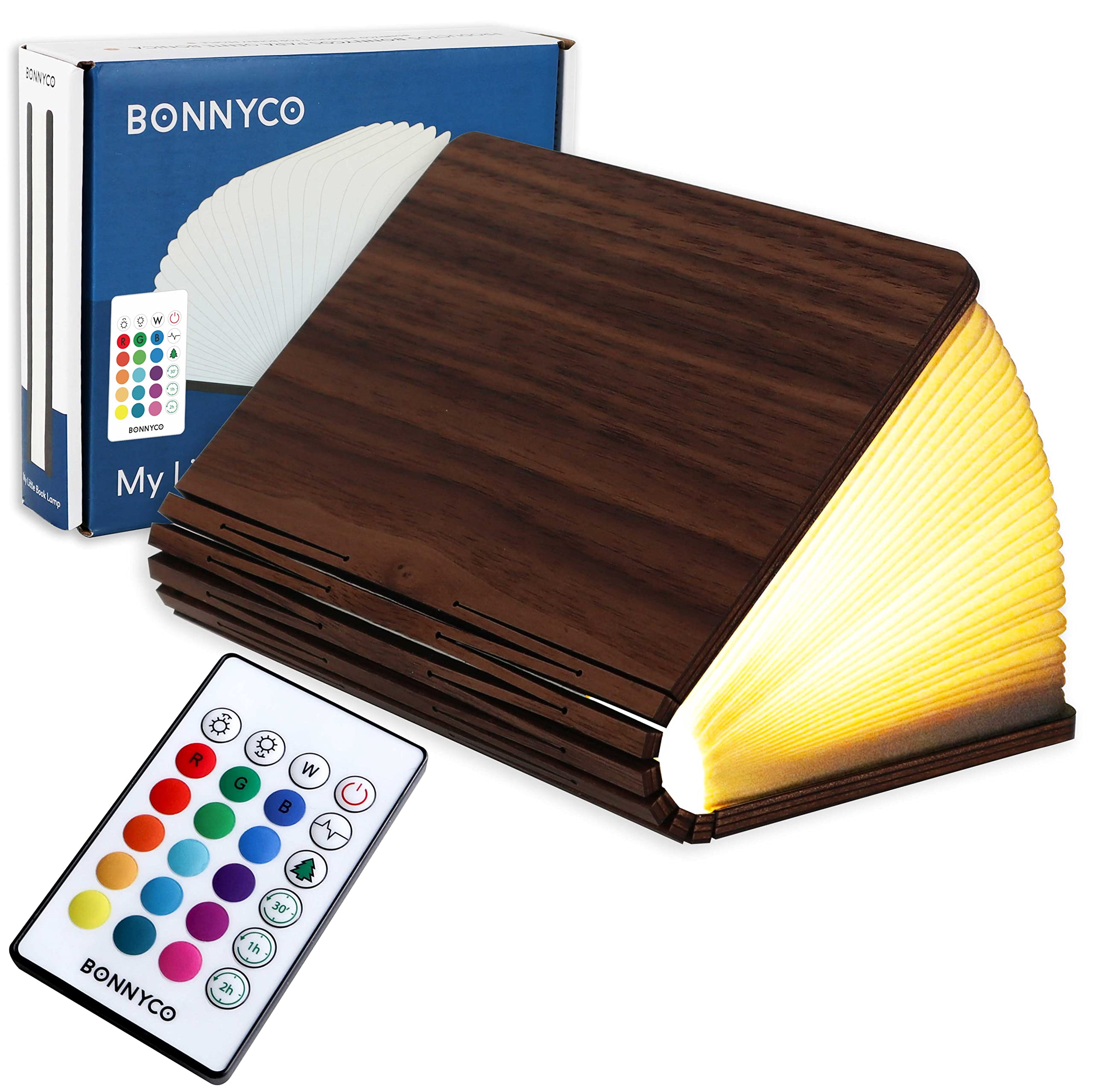Libreria Luminosa ParaCity: Lampada LED Notte A Forma Di Libro, Portatile E Pieghevole, Con 4 Colori E Ricarica USB - Marrone