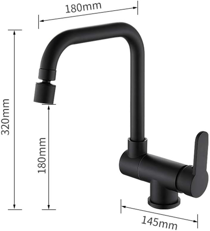 Rubinetto da cucina pieghevole nero, miscelatore monocomando in ottone per acqua calda e fredda, lavello da cucina girevole a 360 gradi - 3