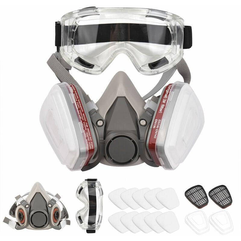 Masque Respiratoire Professionnel RANKSING 6200 Avec Lunettes Et Filtres - Protection Contre Poussière, Peinture, Formaldéhyde - Réutilisable