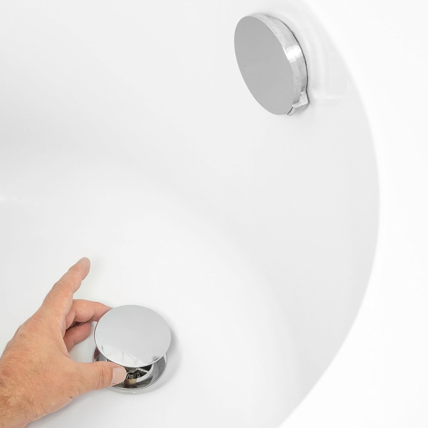 Bouchon de baignoire universel - diamètre 70 mm - avec double joint - hauteur réglable 50 mm-60 mm - chromé - 2