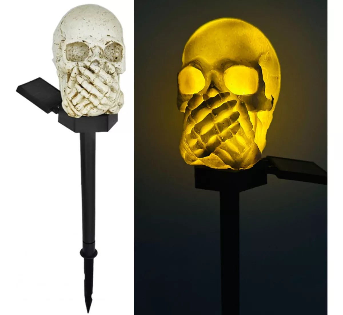 Dekoracje Halloween na zewnątrz, lampa solarna w kształcie czaszki Halloween, wodoodporne lampy dekoracyjne solarne Halloween (1 opakowanie)