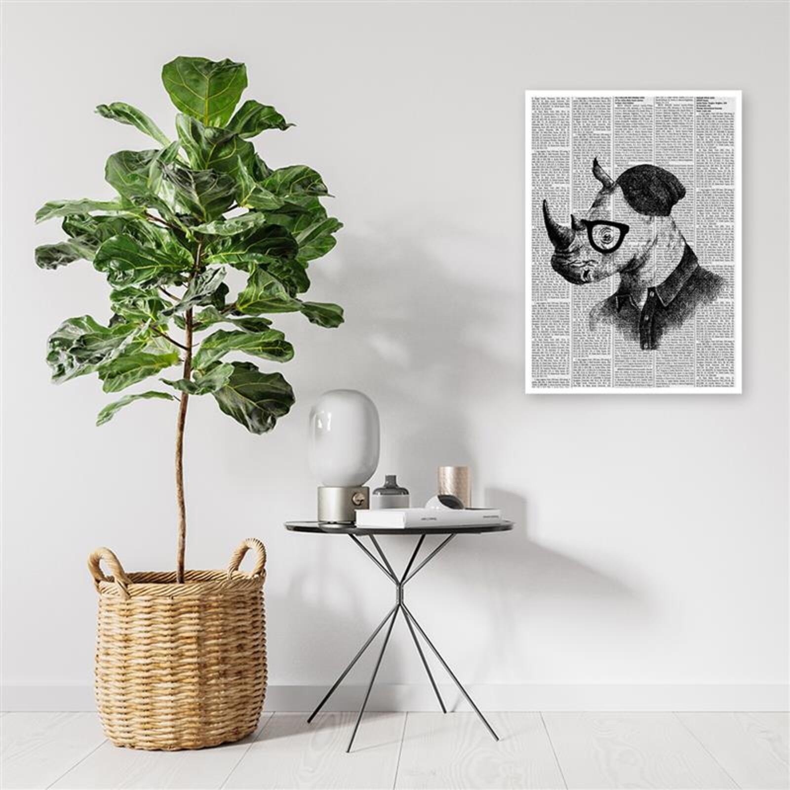 Tableau rhinocéros dans le journal - 50 x 70 cm - 3