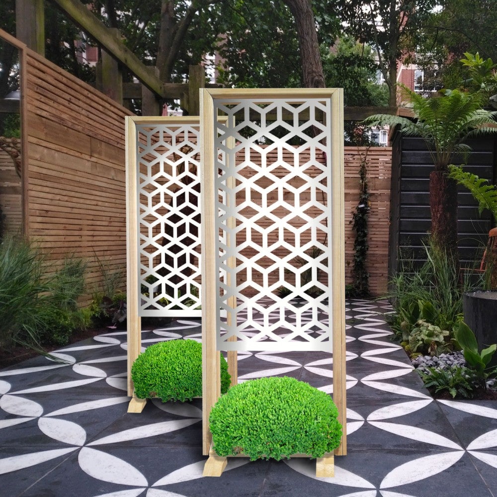 CUBE - Separator - Wolnostojący modułowy ekran - 70x190 cm - Wykonany z drewna i PVC, kolor wewnętrzny BIAŁY