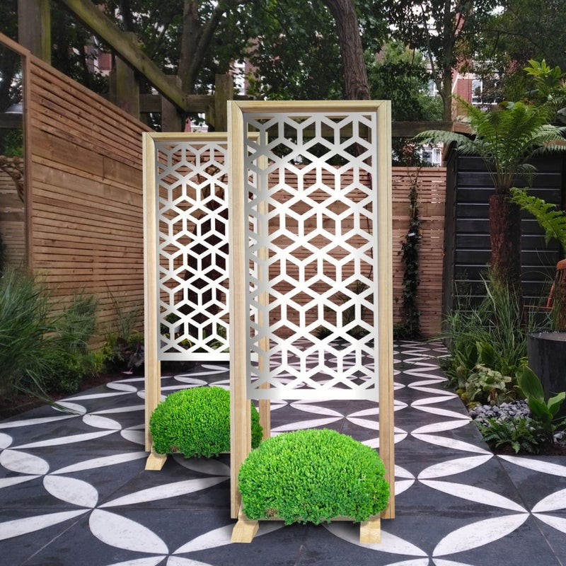 CUBE - Separator - Wolnostojący modułowy ekran - 70x190 cm - Wykonany z drewna i PVC, kolor wewnętrzny BIAŁY