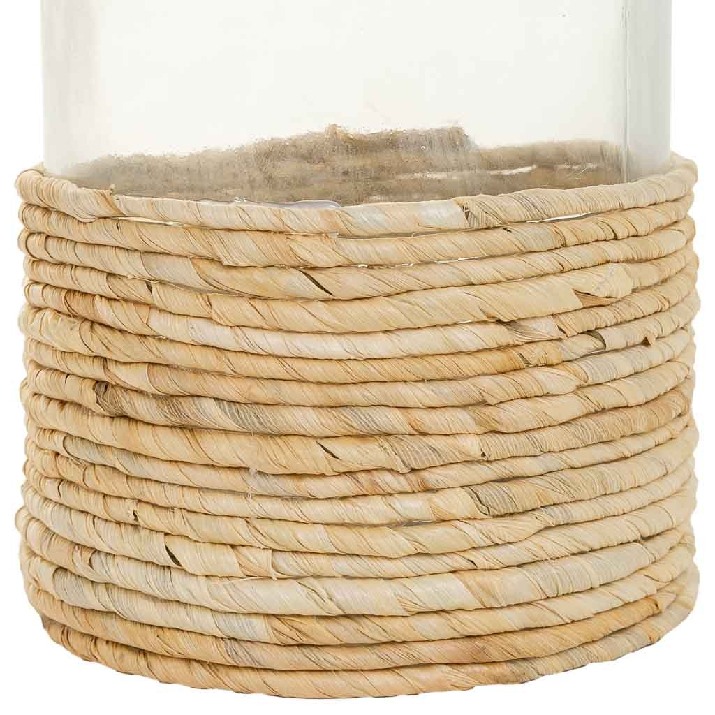 Vase en verre et fibre naturelle marron d13x17h - 6