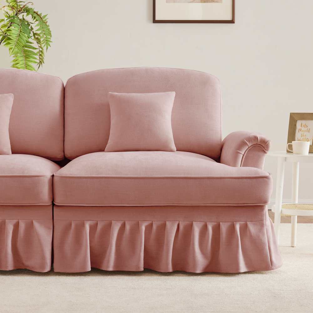 Divano 4 posti in velluto stile Mid-Century, braccioli conici, gonna rimovibile e gambe a fuso – comfort per il soggiorno - 7