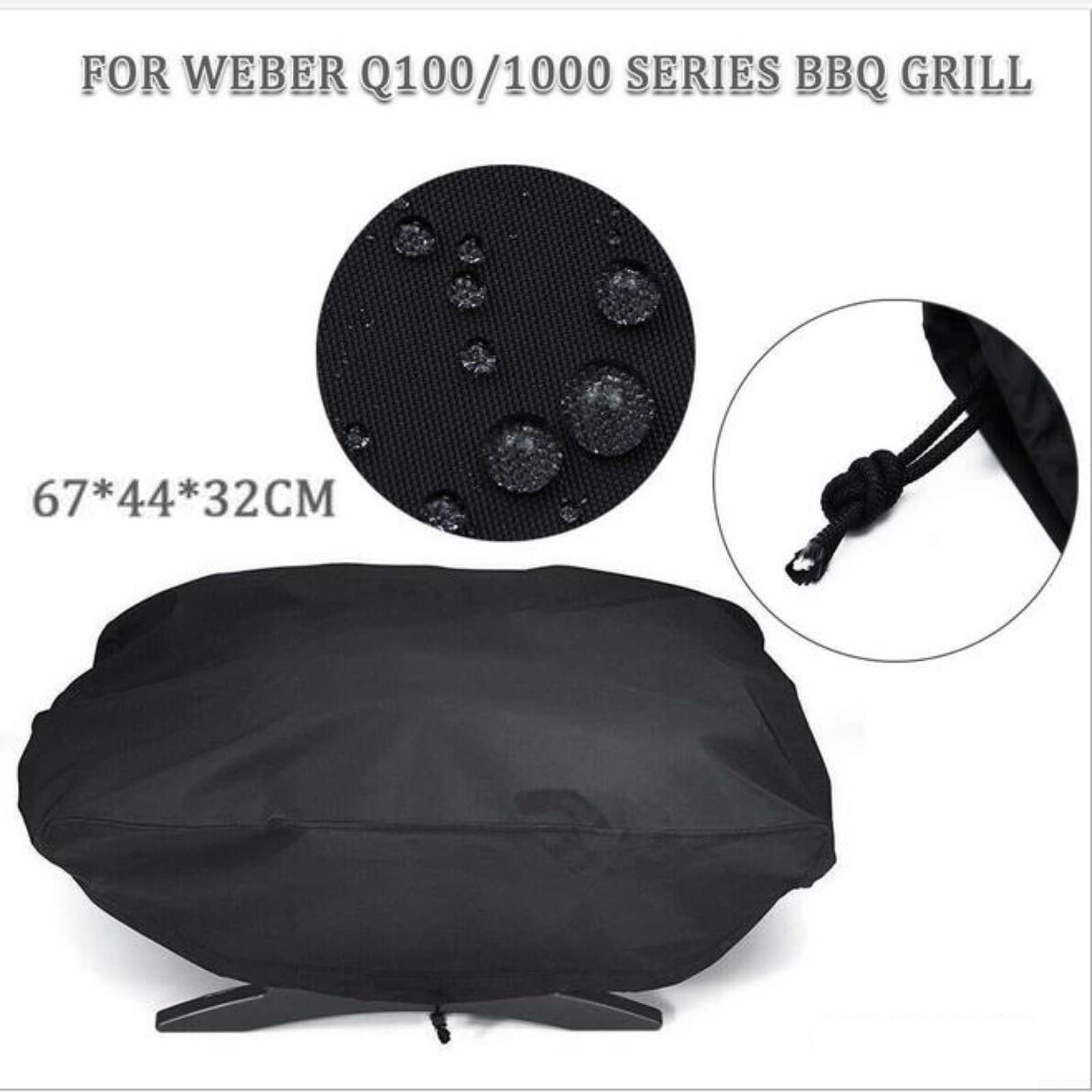 Copertura Protettiva Per Barbecue Weber Q1000 Q2000  54 X 76 X 69 Cm Nero 90136207