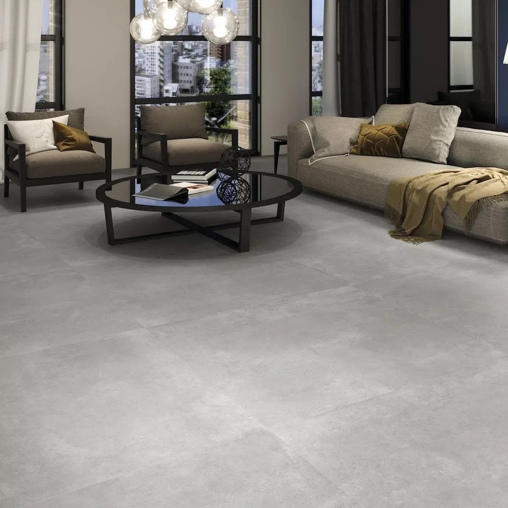 Carrelage Intérieur Effet Pierre Gris ARKETY Grey 120x120cm | Leroy Merlin
