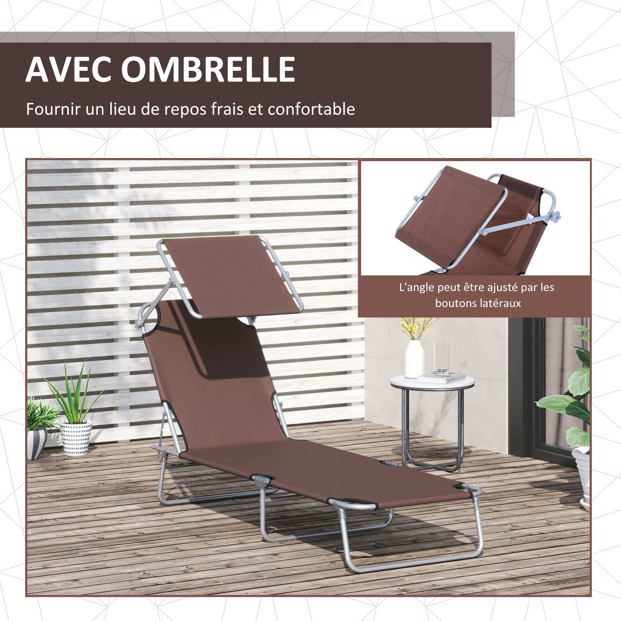Transat bain de soleil pliable grand confort - 6