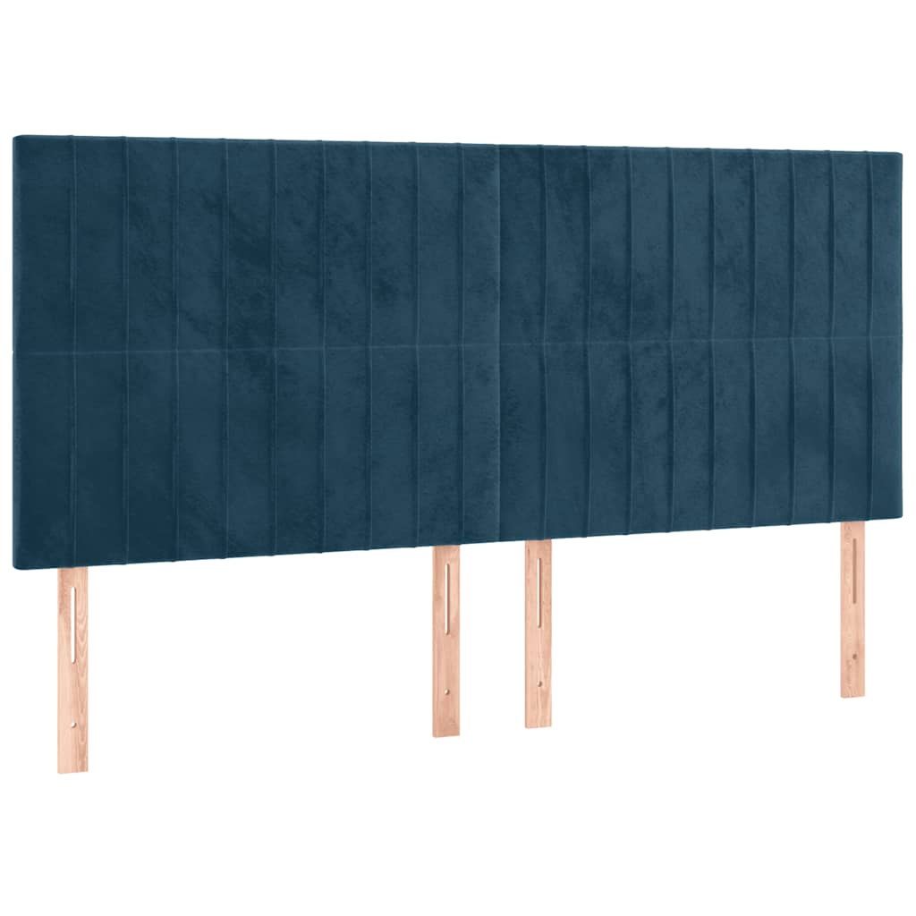 Cadre de lit sans matelas bleu foncé 160 x 200 cm velours - 8