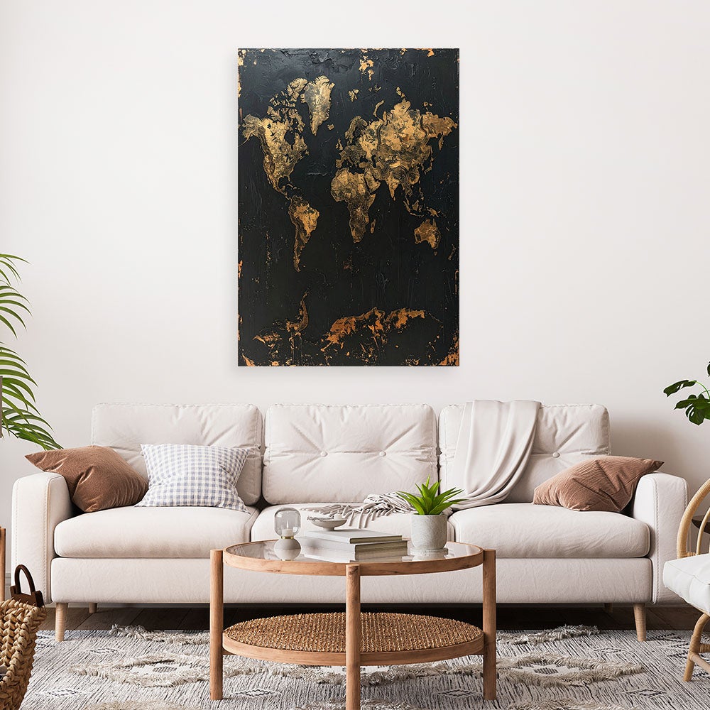 Obraz do salonu biura, Mapa świata w stylu retro vintage imitacja farby 40x60 - 2