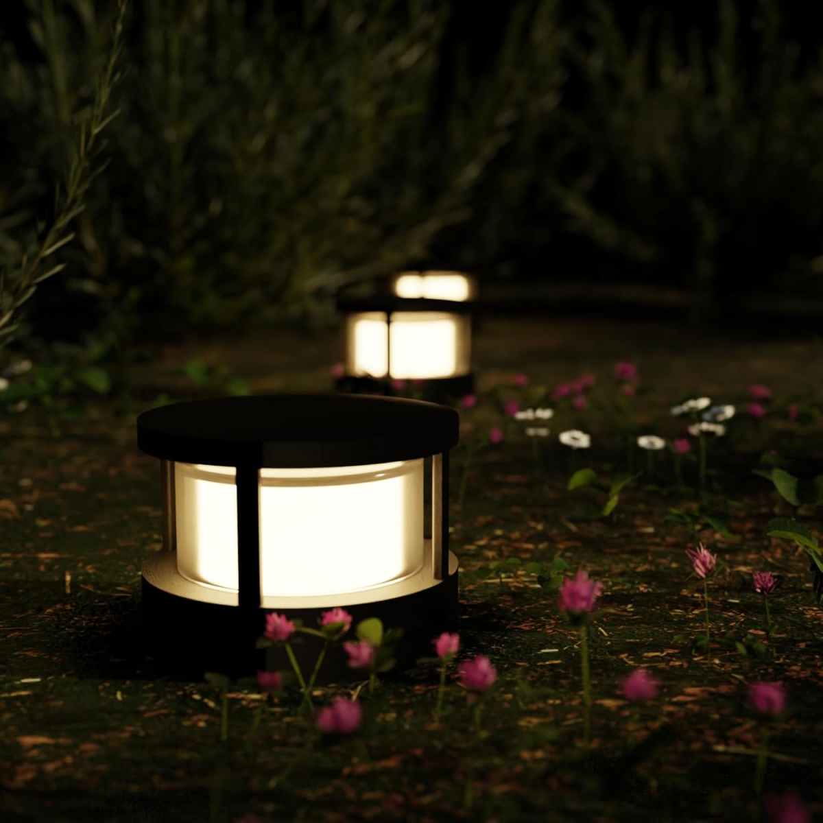 Lampada da giardino cilindrica 10 cm - Colonna LED 7W bianco caldo, IP65 impermeabile per vialetti, cortili, terrazze - 5