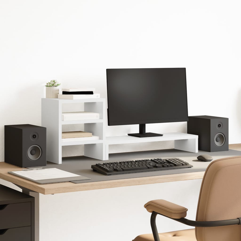 Supporto per Doppio Monitor da Scrivania in Legno Semplice con