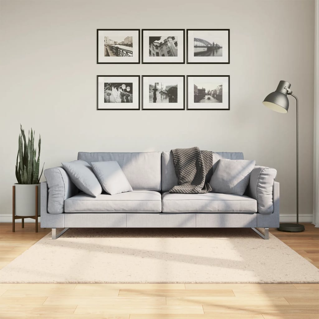 Dywan HUARTE z krótkim włosiem, beżowy, 160x160 cm vidaXL