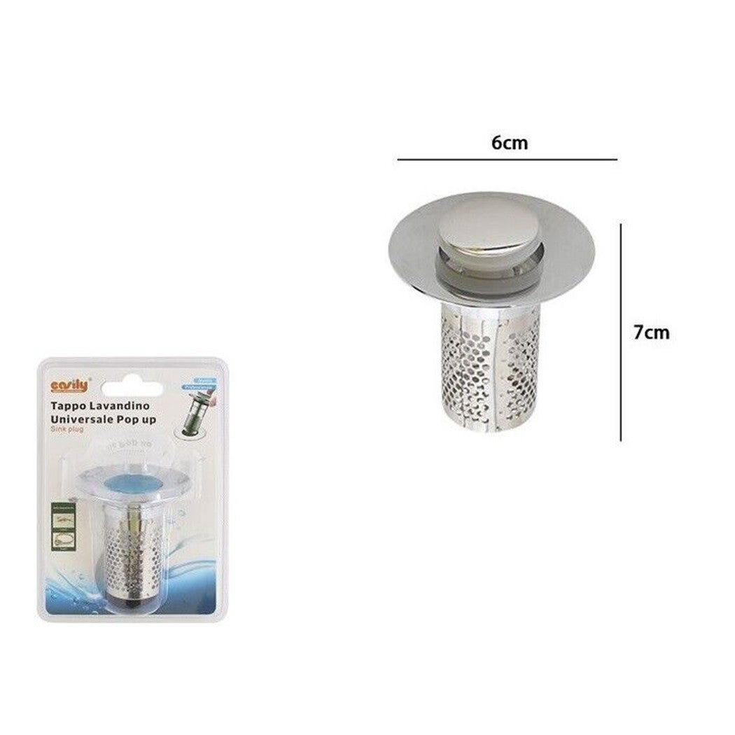 Filtro Capelli E Residui 2 Filtri Per Lavandino Acciaio Inox - Per Cucina, Bagno E Balcone Tappo Con Filtro Rimovibile