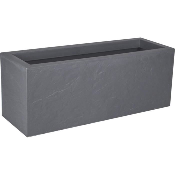 EDA Jardiniere Volcania'Up 57 L - Décor Imitation Pierre - 79,5 x 29,5 x 29,5 cm - Gris galet - 5