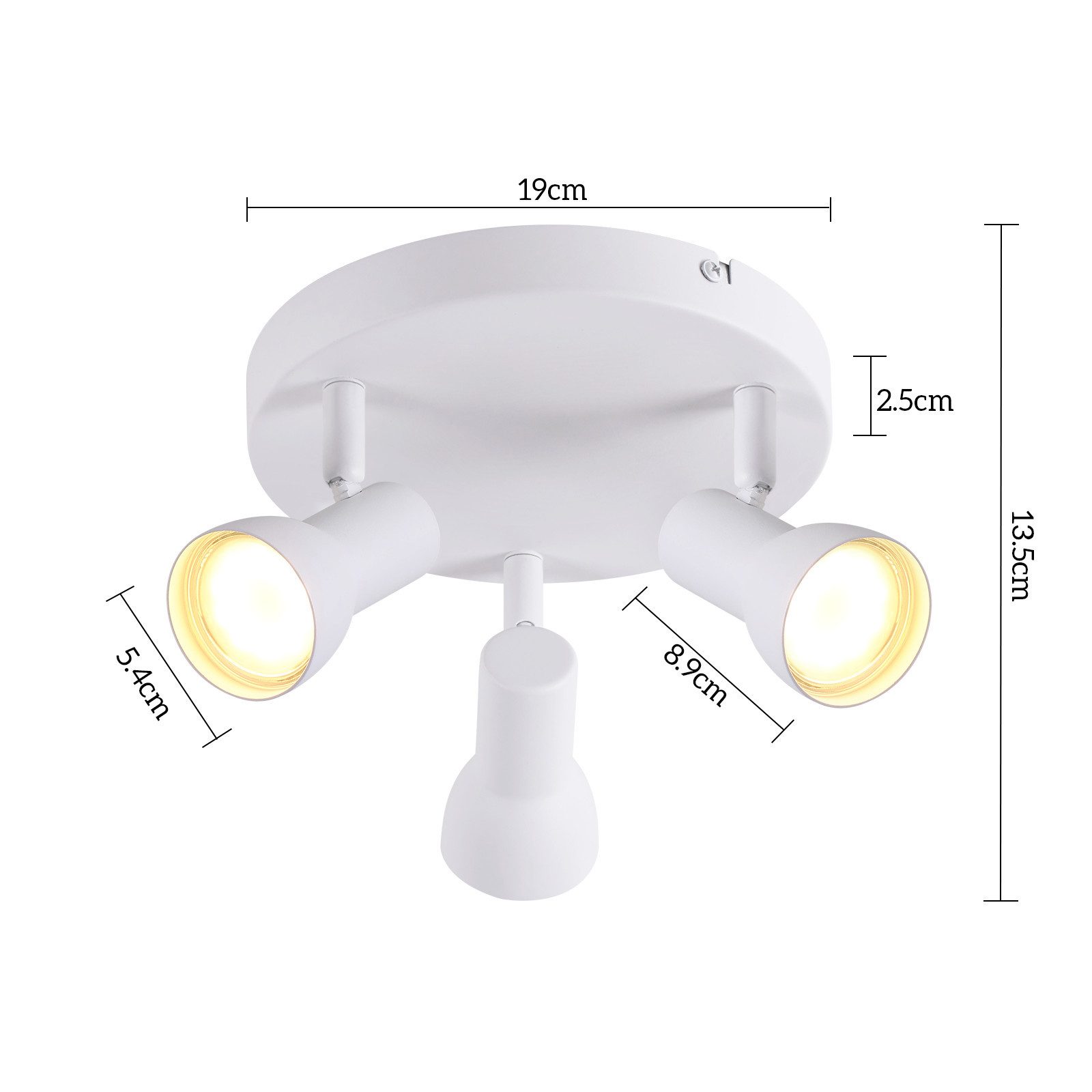 Spot de plafond NETTLIFE 3 flammes, rond, éclairage d'intérieur, blanc, métal, culot GU10 - 5