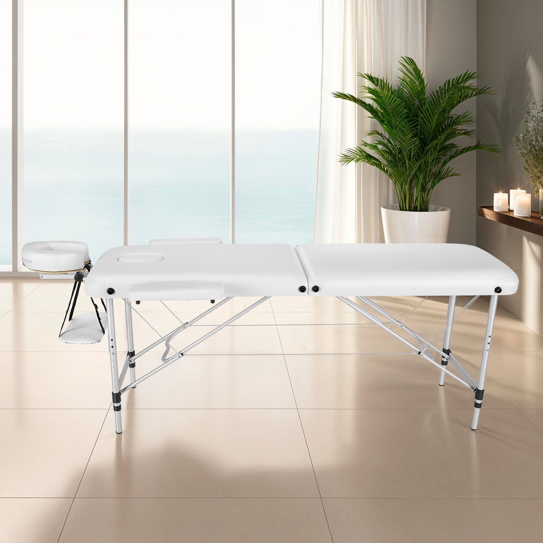 Table de massage 2 zones en aluminium portable pliable et réglable en hauteur TECTAKE - 2