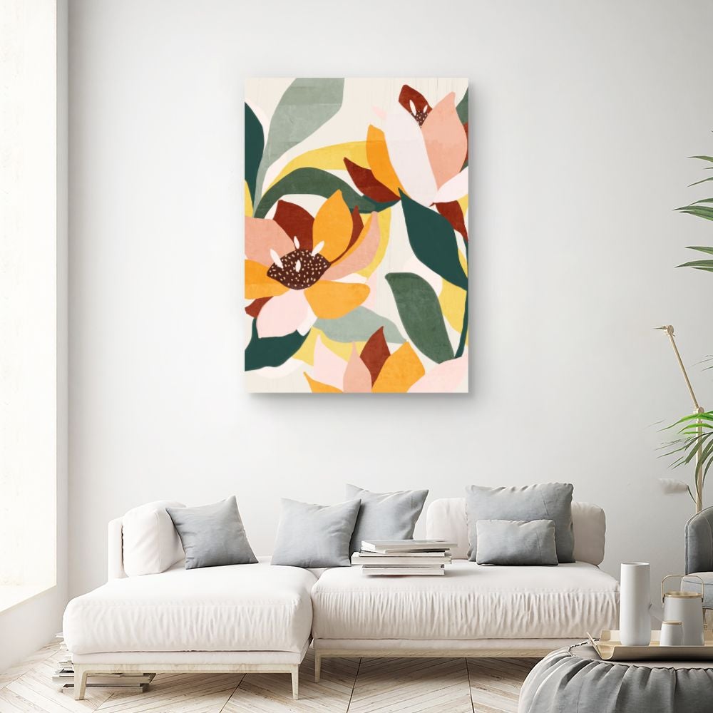 Toile Fleurs stylisées / 100x140cm / Fabriqué en France / DADA ART - 2