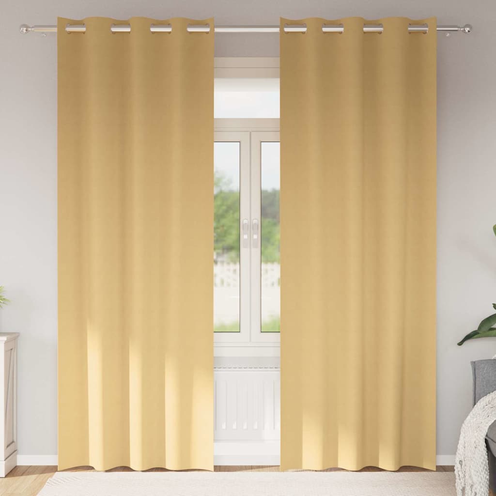 Firany blackout z kółkami 2 pcs Beżowy 260 x 140 cm Poliester vidaXL