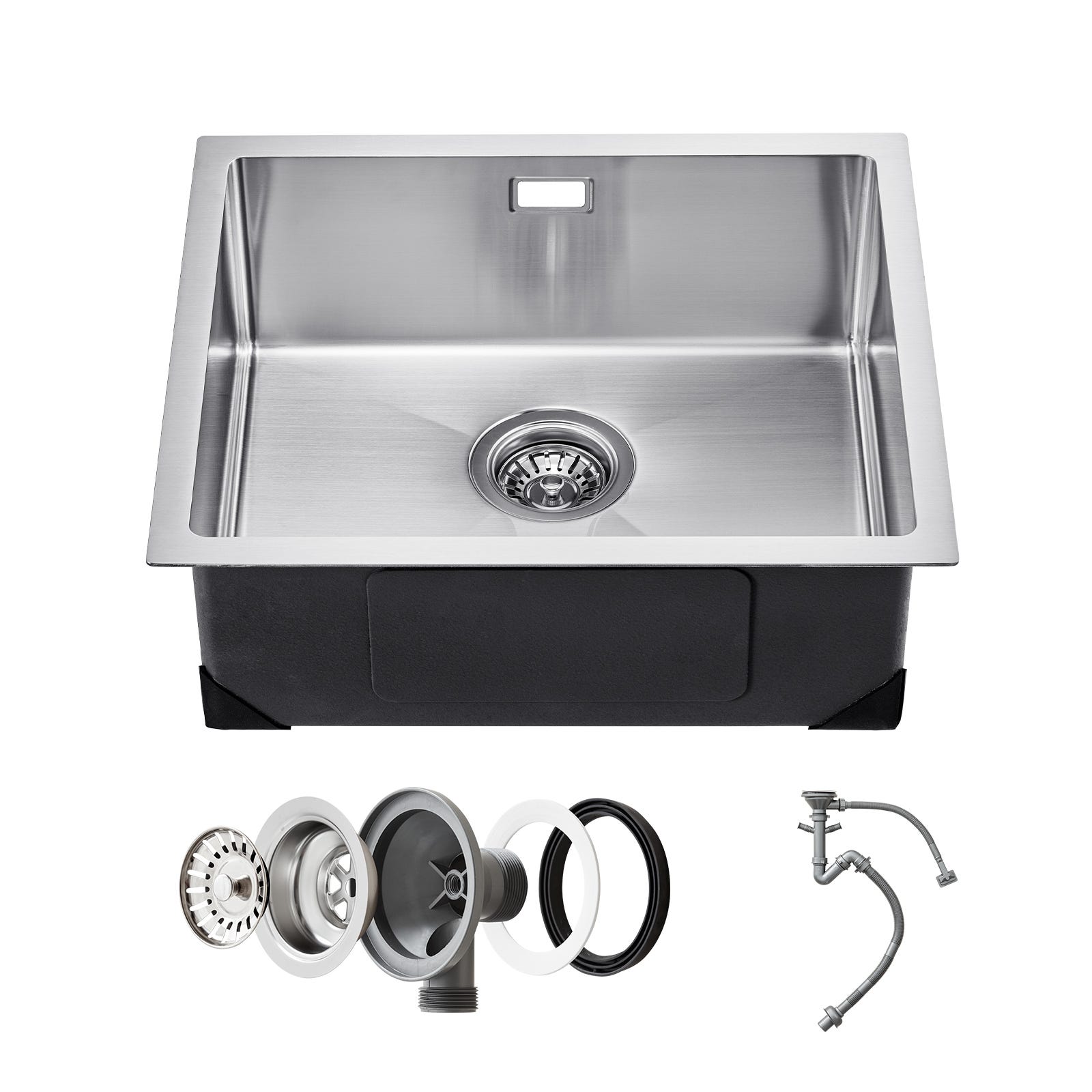 VEVOR Lavello Da Cucina Da 70 Cm Lavello Sottopiano In Acciaio Inossidabile 304, Vasca Singola Da Incasso Stile Rustico Con Accessori, Lavello Per Uso