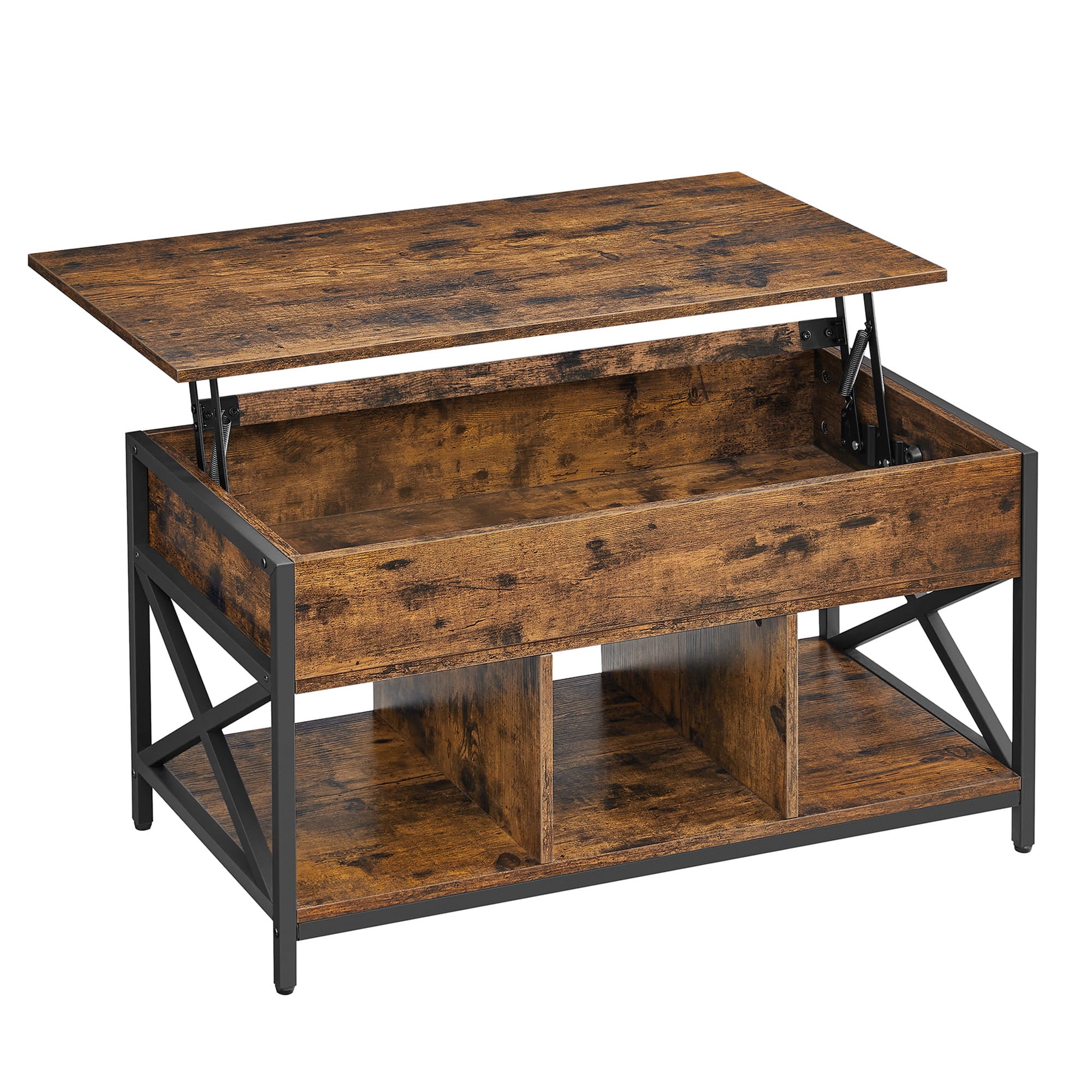 Stolik kawowy ława z podnoszonym blatem 49-62cm schowkiem loftowa dąb rustykalny 100x50cm