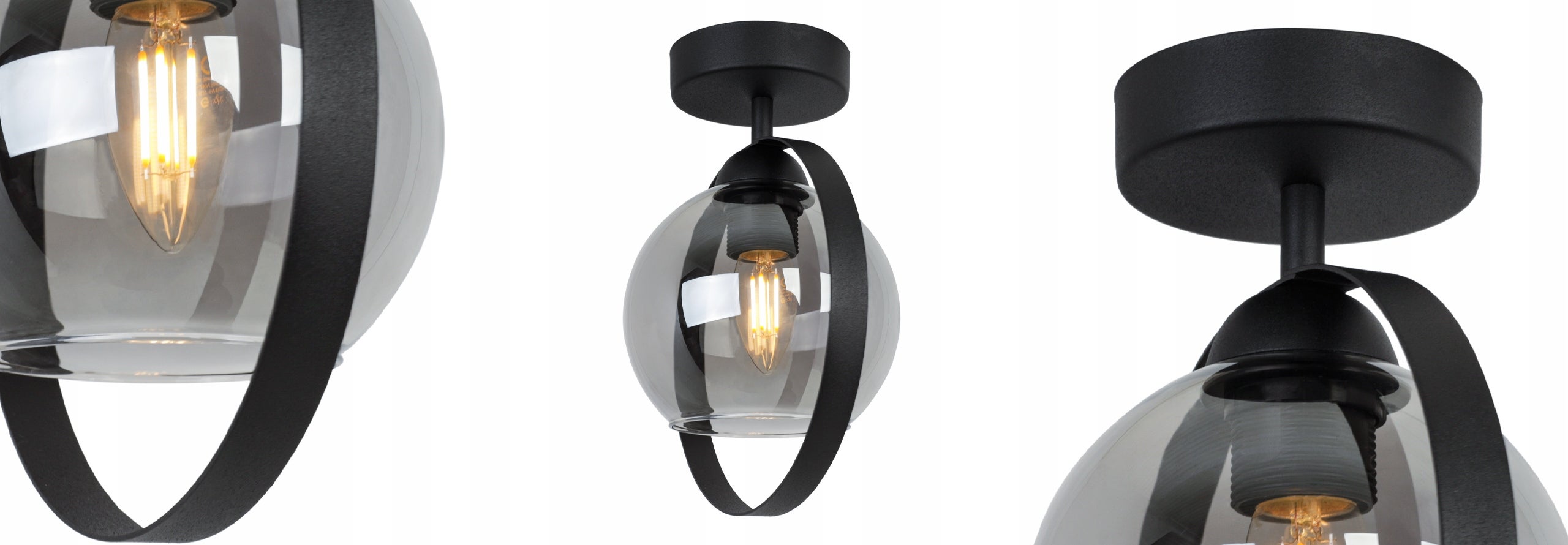 Lampa sufitowa wisząca Ring Haga modern 1xE27 abażur pierścień grafitowy Light Home LH - 6