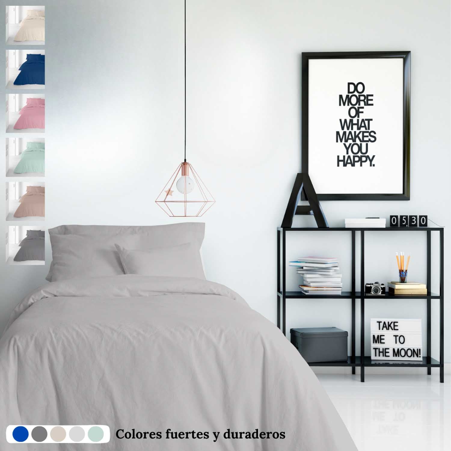 ICEHOME - Copripiumino liscio 3 pezzi letto 150 - Microfibra di poliestere - Include 2 federe - Made in Spain - GRIGIO CHIARO - 4