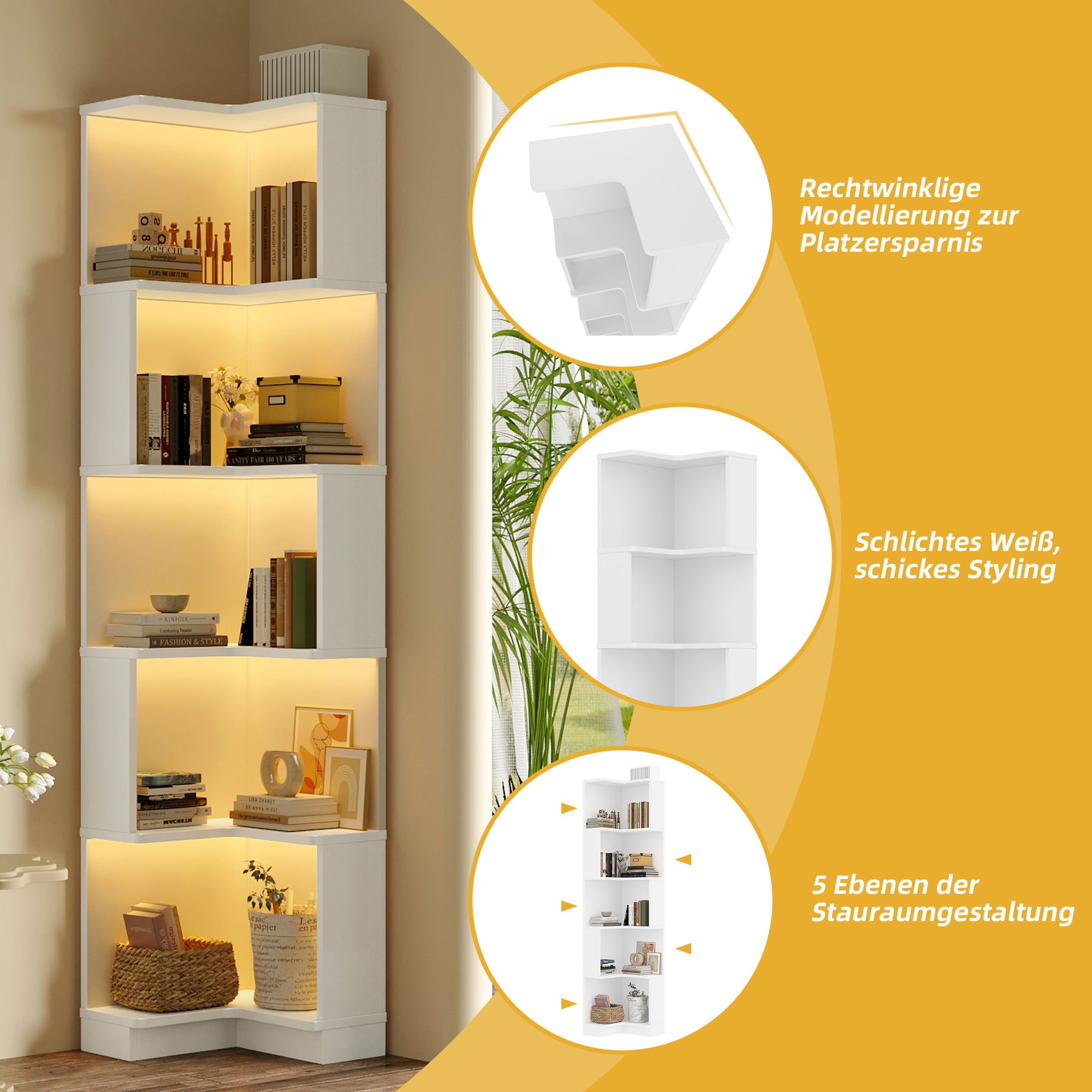 Bibliothèque pour Séjour en MDF Blanc H. 175 x l. 635 x P. 45 cm - 8