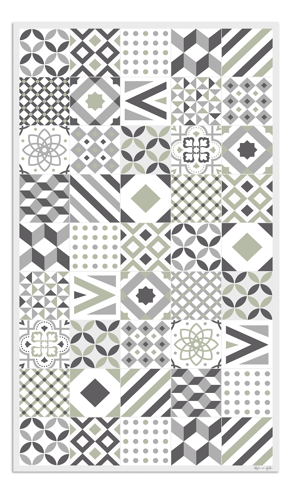 Alfombra de vinilo hidráulica 18 verde 65x200 cm pvc cocina salón comedor
