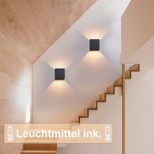 ZMH Applique LED Pack de 4 Noir Extérieure/Intérieure - 3000K Blanc Chaud G9 Angle Réglable Up Down IP54 - Pour Façade de Maison et Jardin - 3